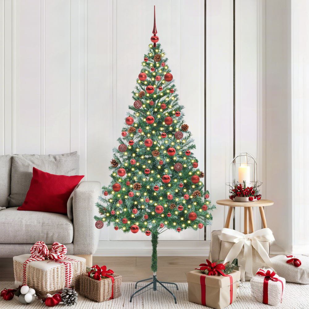 Artificial Christmas Tree with 300 LEDs Green 180 cm PVC and Steel