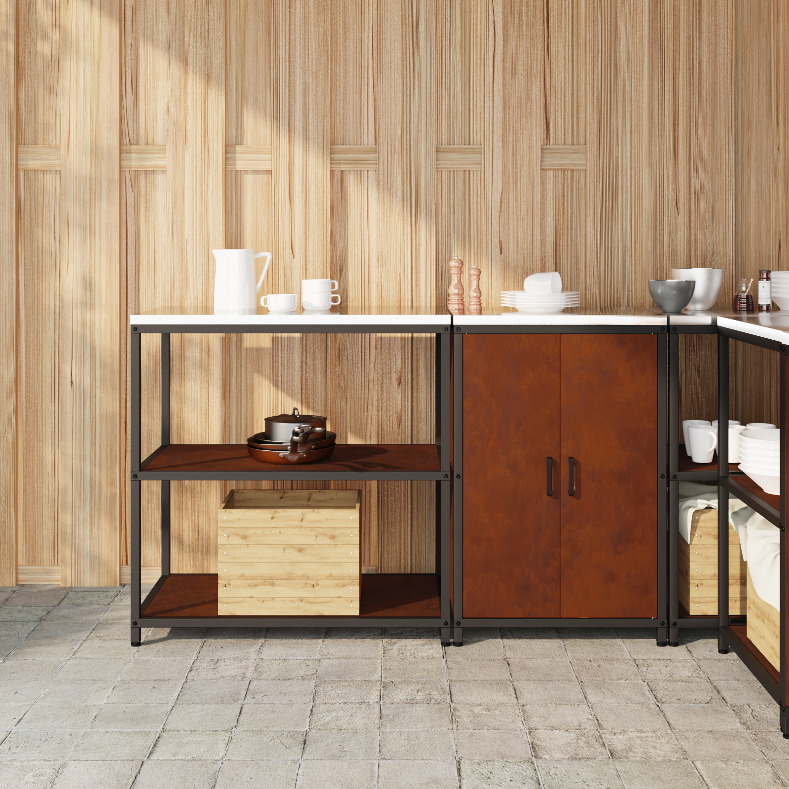 Kitchen storage set 2 pcs Rusty 150 x 50 x 92 cm