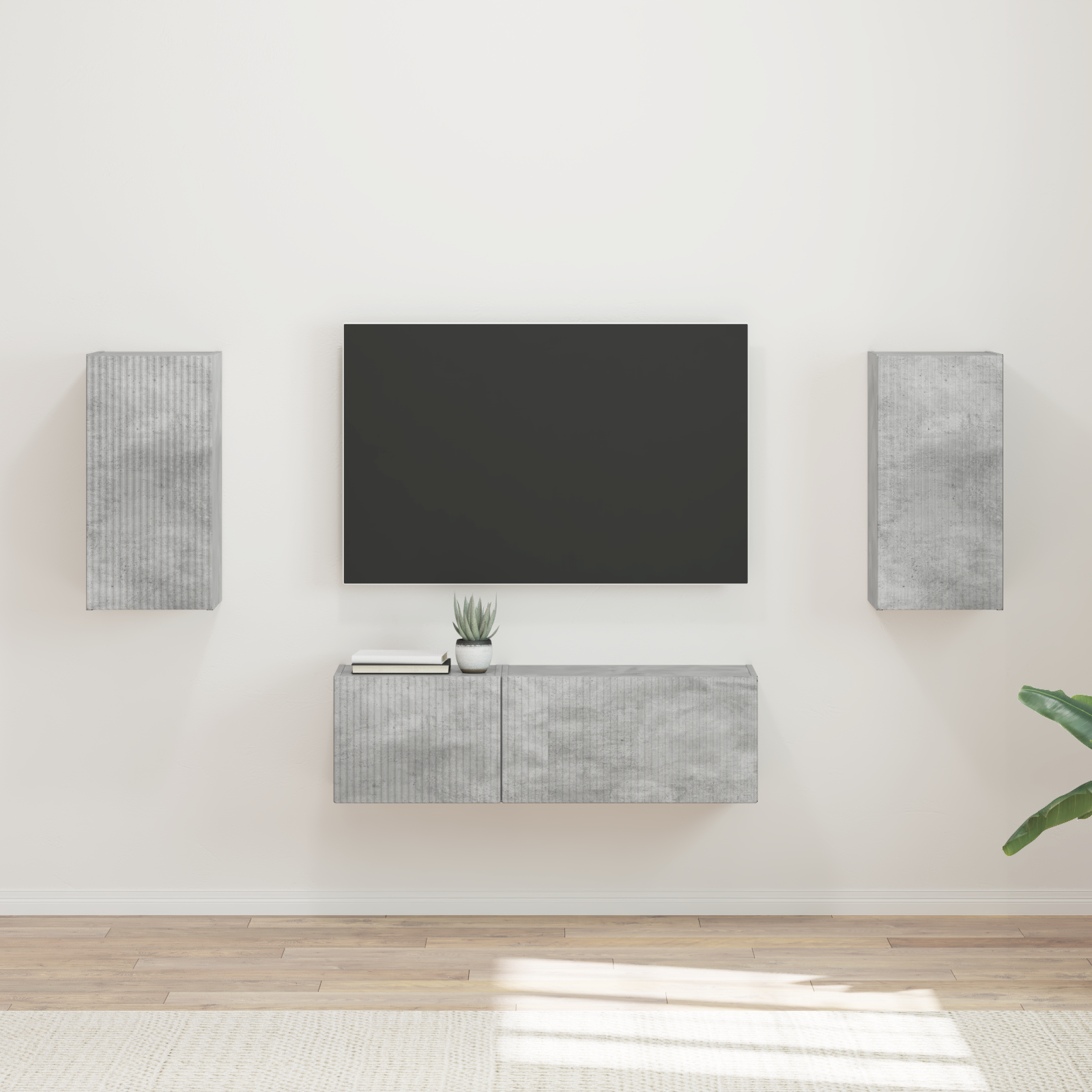 TV sieninio kabineto komplektas 4 pcs Betono pilka