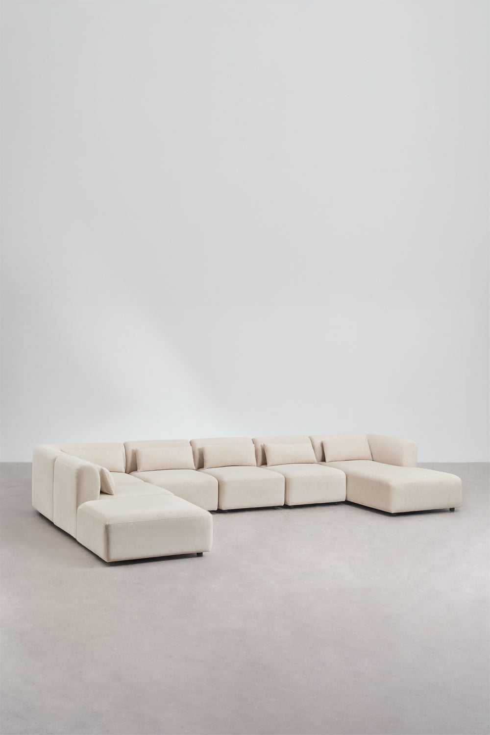 Modulinė sofa FOGLERA visu dydžiu, smėlio spalvos velvetas šenilo
