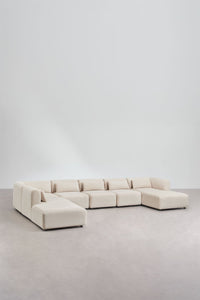 Modulinė sofa FOGLERA visu dydžiu, smėlio spalvos velvetas šenilo