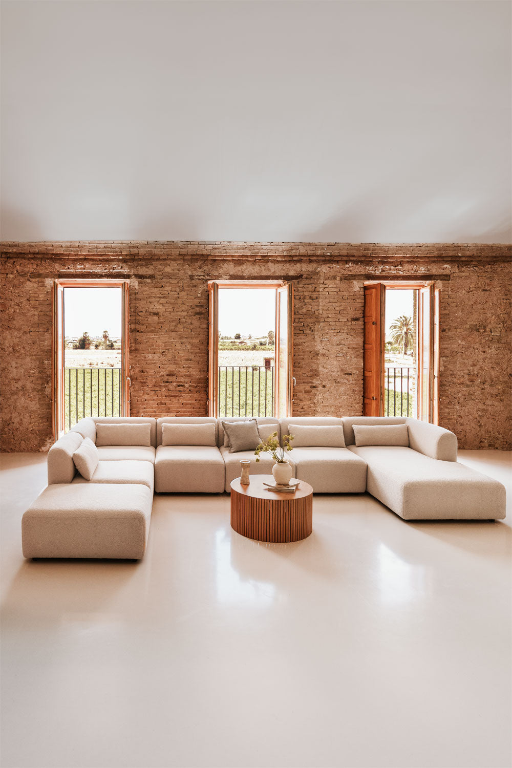 Modulinė sofa FOGLERA, šenilo, kreminis šenilas spalva