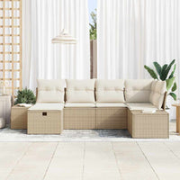 6 dalių Sodo Sofa Komplektas su Pagalvėlėm Smėlio Poli Ratanas - Namų Idėja