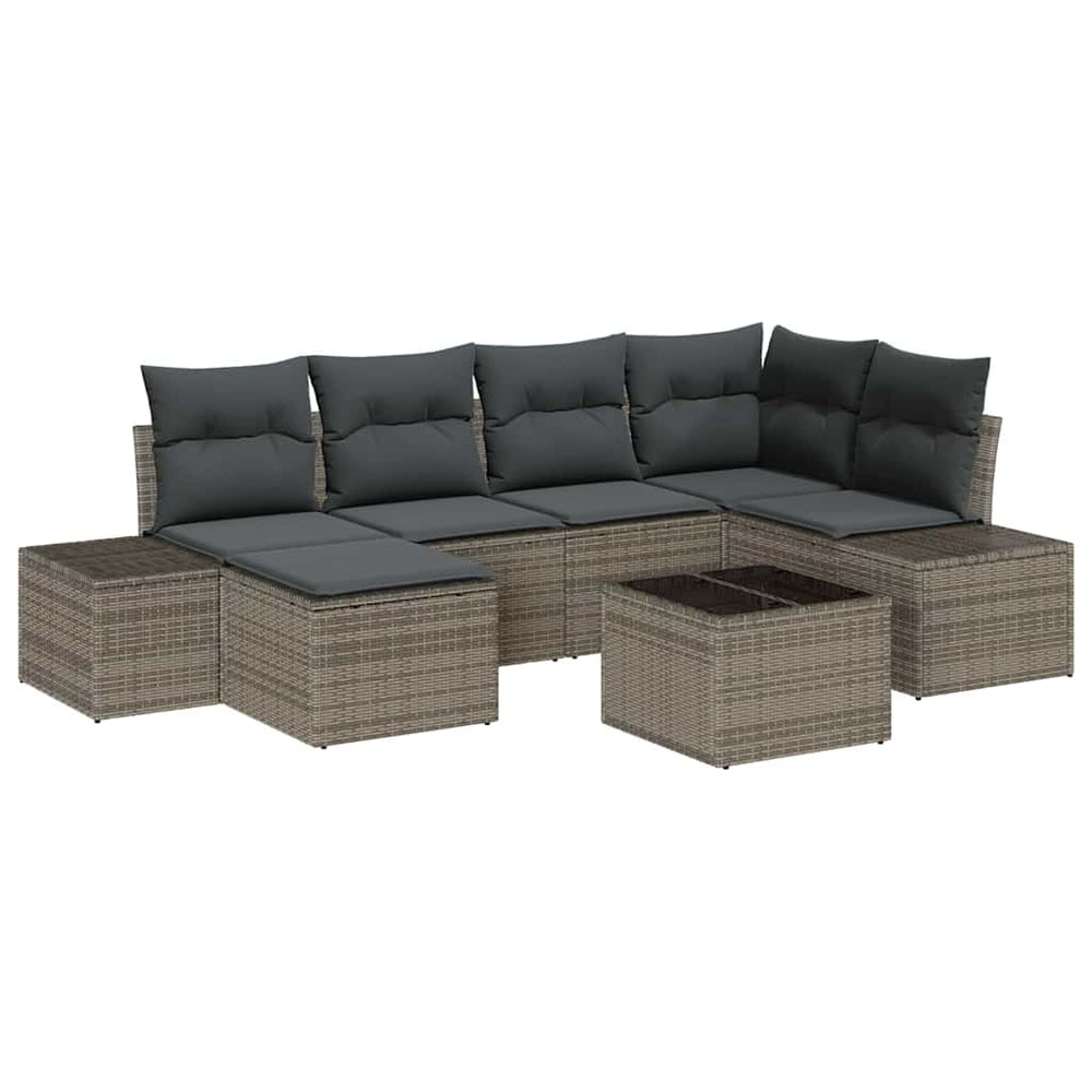 6 dalių sodo sofa komplektas su pagalvėlėmis Juodas Poli rattan - Namų Idėja