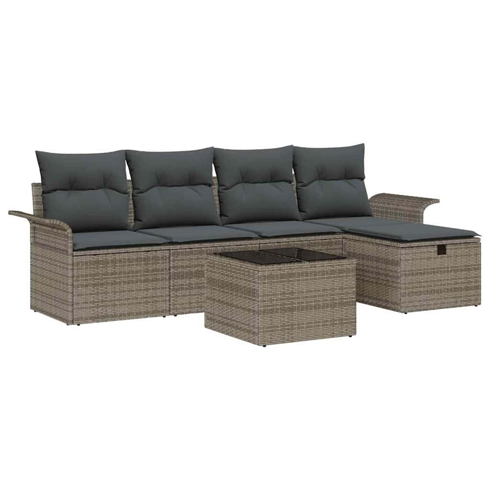 6 dalių sodo sofa komplektas su pagalvėlėmis pilka poli ratanas - Namų Idėja