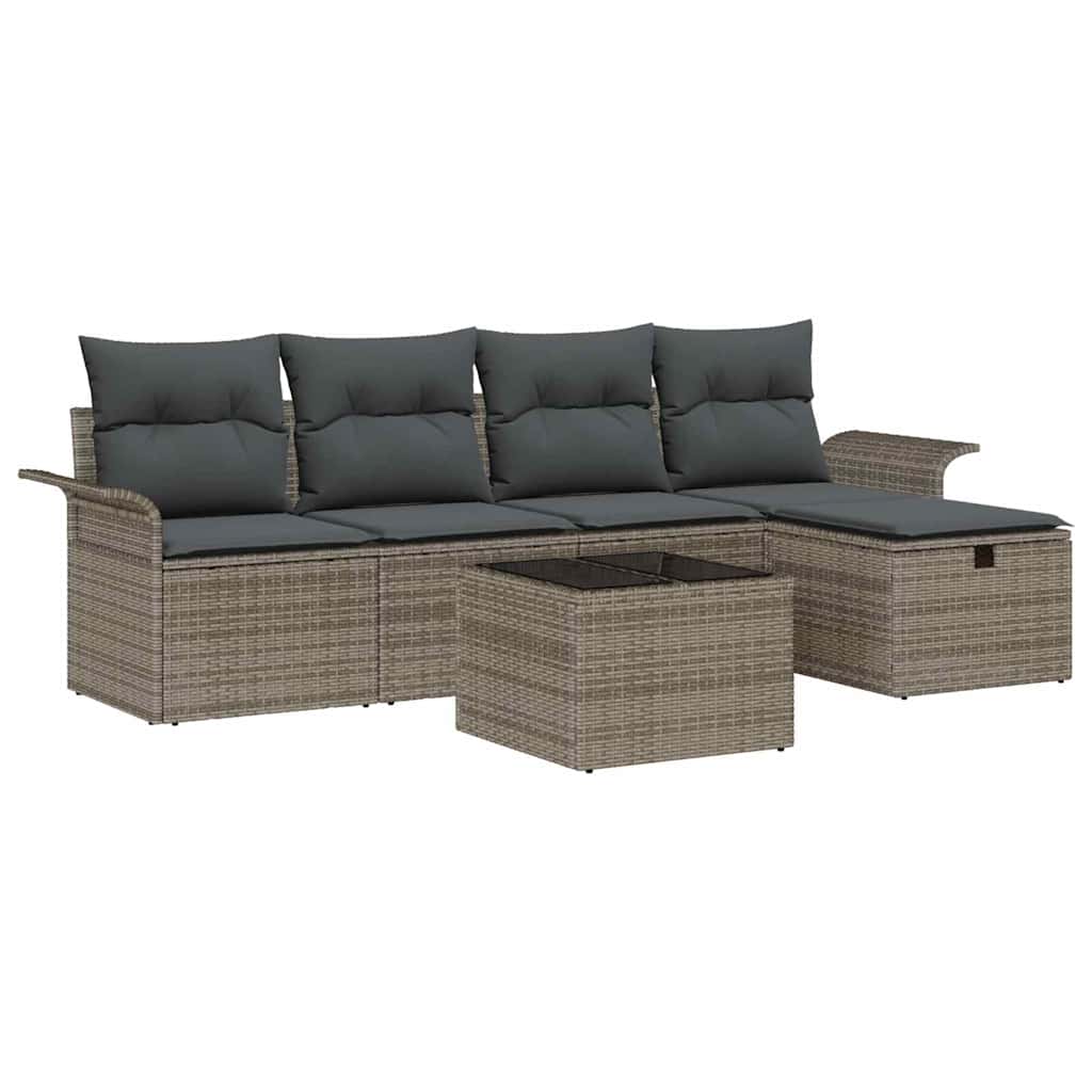 6 dalių sodo sofa komplektas su pagalvėlėmis pilka poli ratanas - Namų Idėja