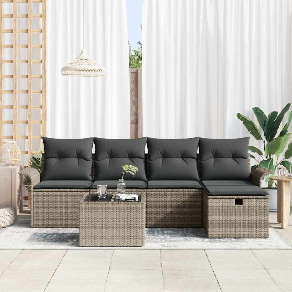 6 dalių sodo sofa komplektas su pagalvėlėmis pilka poli ratanas - Namų Idėja