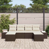 6 dalių sodo sofa komplektas su pagalvėlėmis, Ruda poli ratanas - Namų Idėja