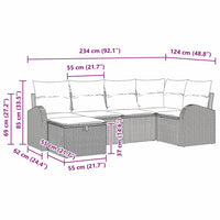 6 dalių sodo sofa komplektas su pagalvėlėmis Smėlio Poli Ratanas - Namų Idėja