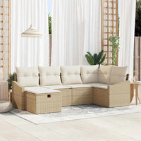 6 dalių sodo sofa komplektas su pagalvėlėmis Smėlio spalvos poli ratanas - Namų Idėja