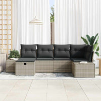 6 dalių Sodo Sofa Komplektas su Pagalvėlėmis Šviesiai Pilka Poli Ratanas - Namų Idėja