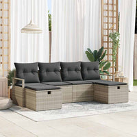 6 dalių sodo sofa komplektas su pagalvėlėmis šviesiai pilka poli ratano - Namų Idėja