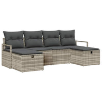 6 dalių sodo sofa komplektas su pagalvėlėmis šviesiai pilka poli ratano - Namų Idėja