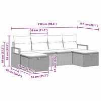 6 dalių sodo sofa komplektas su pagalvėlėmis šviesiai pilka poli ratano - Namų Idėja