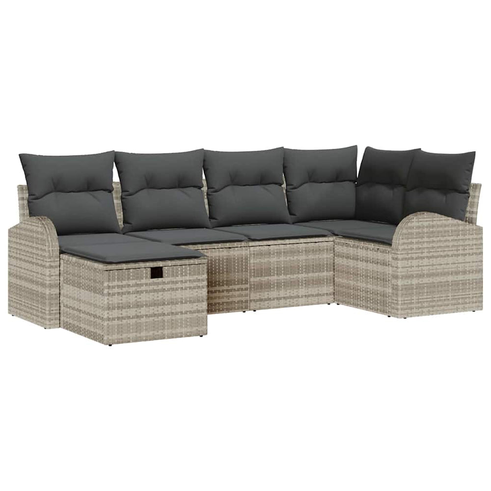 6 dalių sodo sofa komplektas su pagalvėlėmis šviesiai pilko poli ratanas - Namų Idėja
