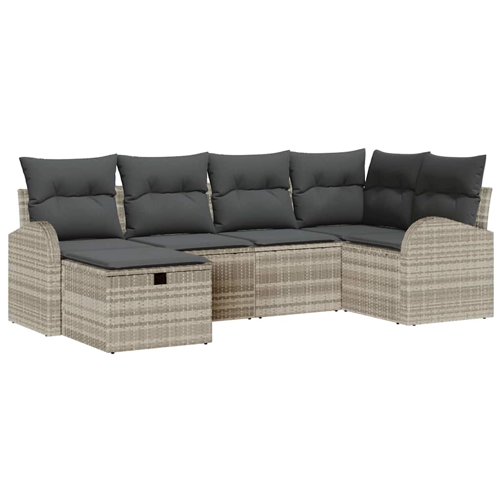 6 dalių sodo sofa komplektas su pagalvėlėmis šviesiai pilko poli ratanas - Namų Idėja