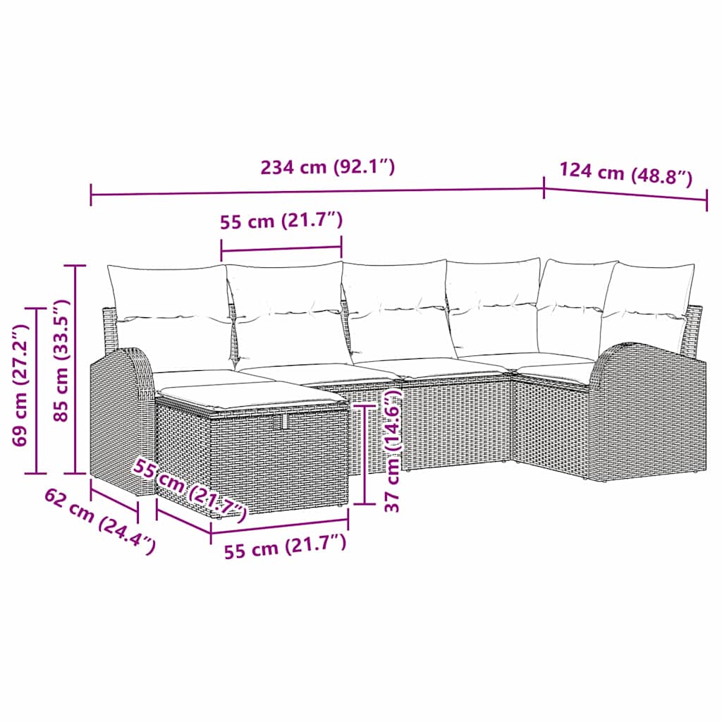 6 dalių sodo sofa komplektas su pagalvėlėmis šviesiai pilko poli ratanas - Namų Idėja
