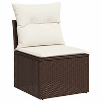 6 dalių sodo sofa komplektas su pagalvėmis Brown Poly Rattan - Namų Idėja