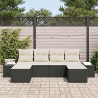 6 dalių sodo sofa komplektas su pagalvėmis juodas poli ratanas - Namų Idėja
