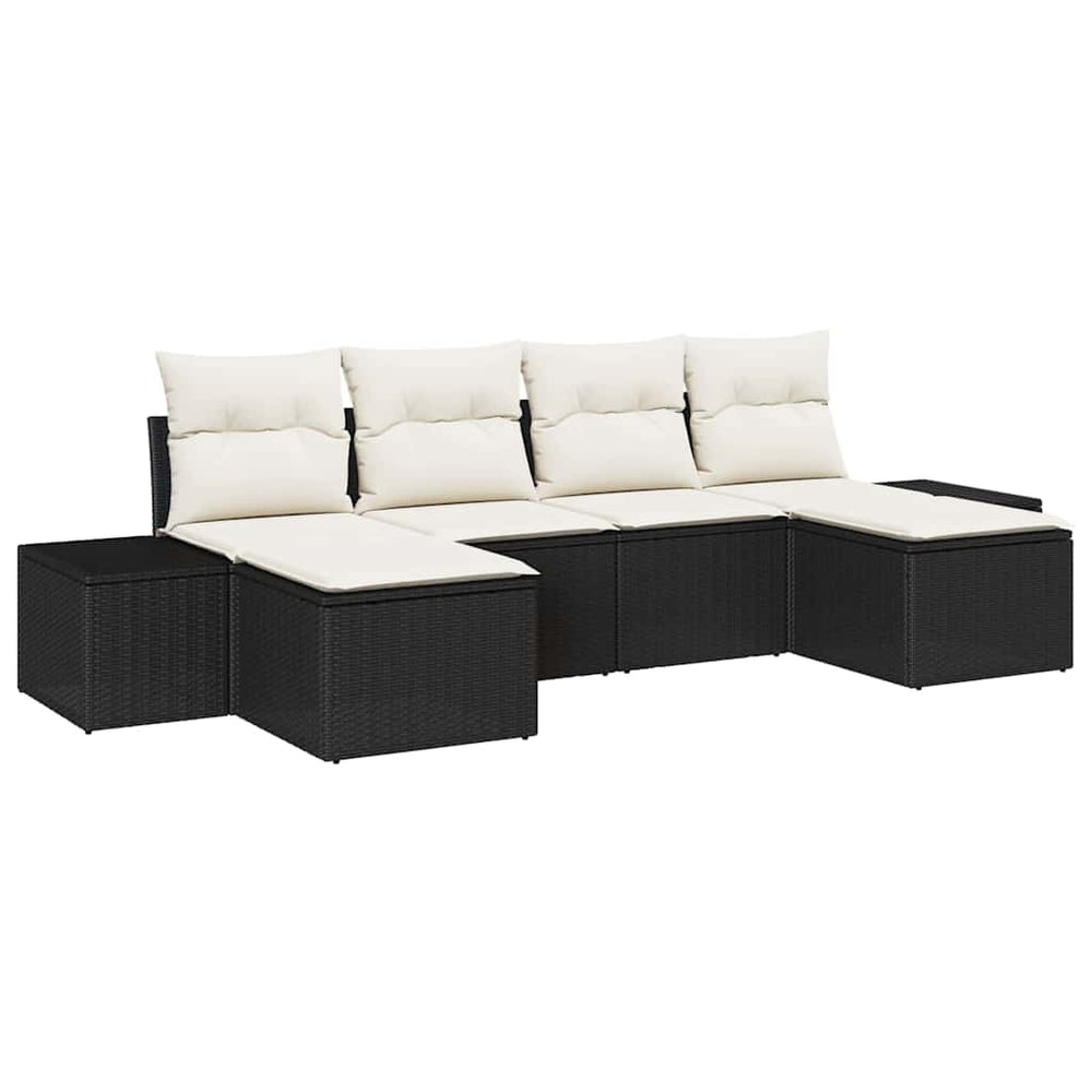 6 dalių sodo sofa komplektas su pagalvėmis juodas poli ratanas - Namų Idėja