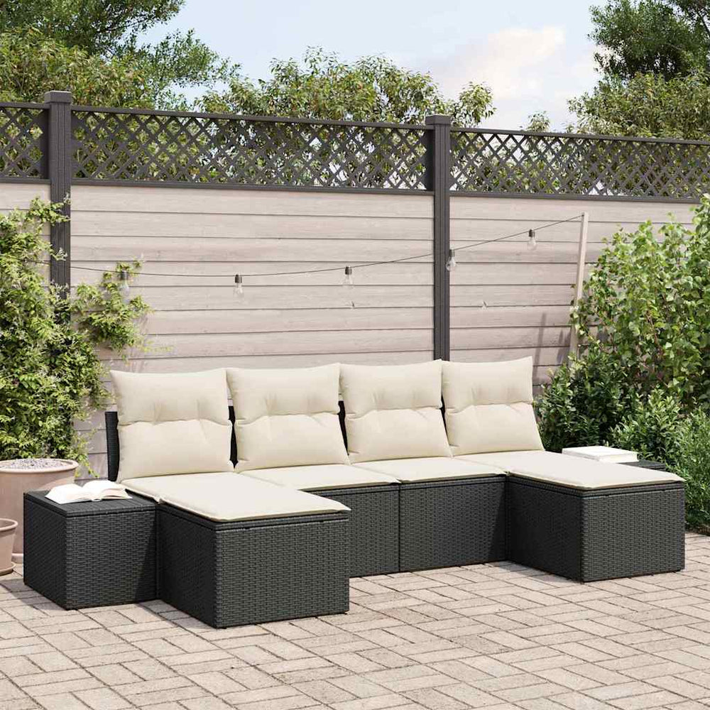 6 dalių sodo sofa komplektas su pagalvėmis juodas poli ratanas - Namų Idėja