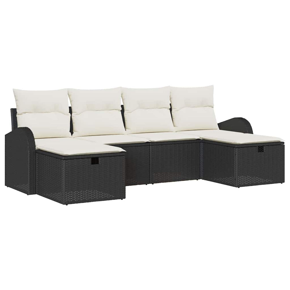 6 dalių sodo sofa komplektas su pagalvėmis juodas poli ratanas - Namų Idėja