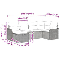 6 dalių sodo sofa komplektas su pagalvėmis Juodas poliratanas - Namų Idėja