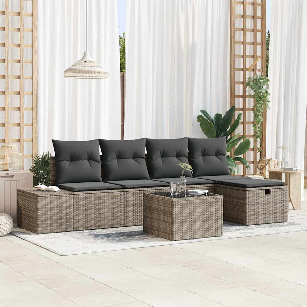 6 dalių sodo sofa komplektas su pagalvėmis pilka poli ratan - Namų Idėja
