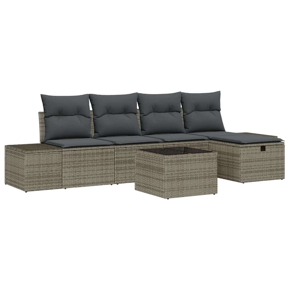 6 dalių sodo sofa komplektas su pagalvėmis pilka poli ratan - Namų Idėja