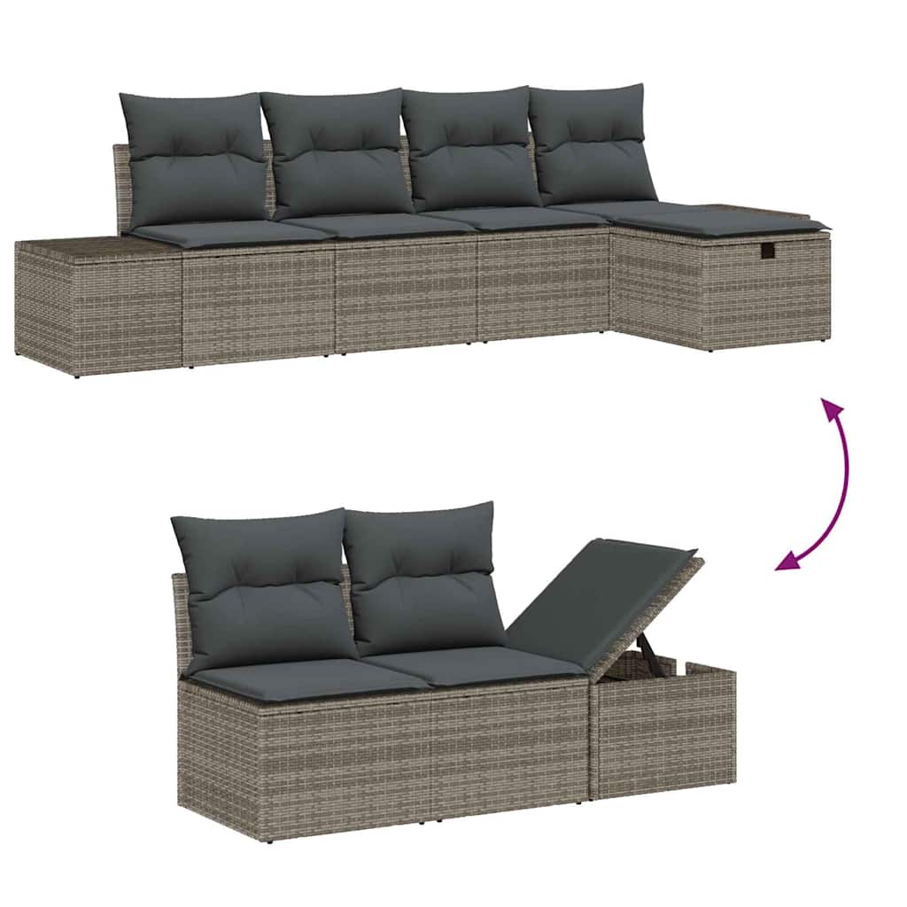 6 dalių sodo sofa komplektas su pagalvėmis pilka poli ratan - Namų Idėja