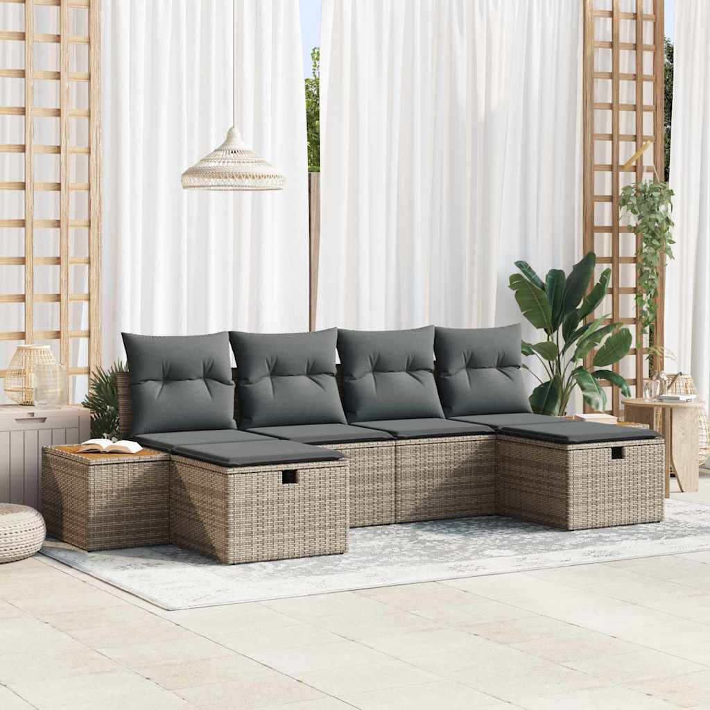 6 dalių sodo sofa komplektas su pagalvėmis pilka poli ratanas - Namų Idėja