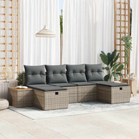 6 dalių sodo sofa komplektas su pagalvėmis pilka poli ratanas - Namų Idėja