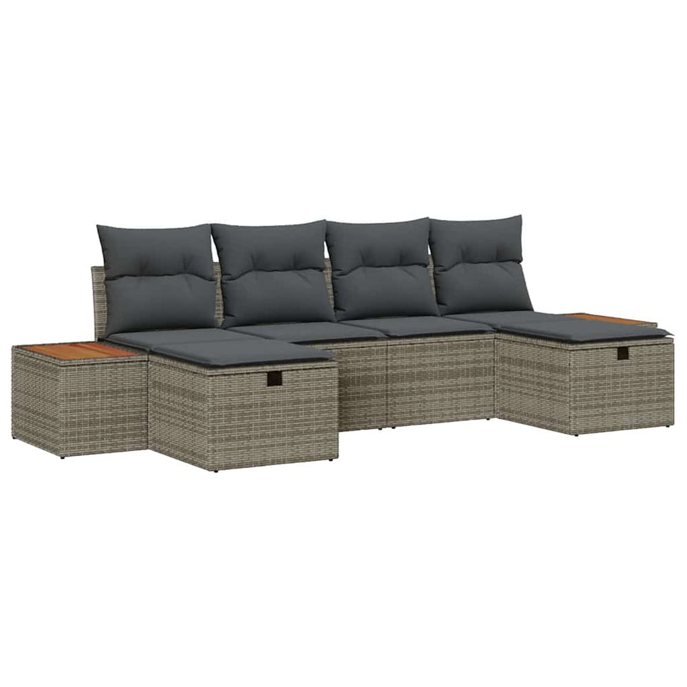6 dalių sodo sofa komplektas su pagalvėmis pilka poli ratanas - Namų Idėja