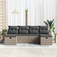 6 dalių sodo sofa komplektas su pagalvėmis Pilka Poli ratanas - Namų Idėja