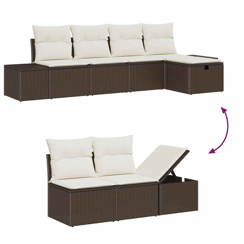 6 dalių sodo sofa komplektas su pagalvėmis ruda poli ratan - Namų Idėja