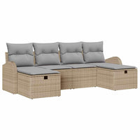 6 dalių Sodo Sofa Komplektas su Pagalvėmis Smėlio Poli Ratanas - Namų Idėja