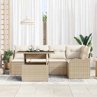 6 dalių sodo sofa komplektas su pagalvėmis smėlio poli ratanas - Namų Idėja