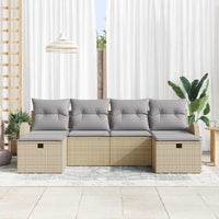 6 dalių Sodo Sofa Komplektas su Pagalvėmis Smėlio Poli Ratanas - Namų Idėja