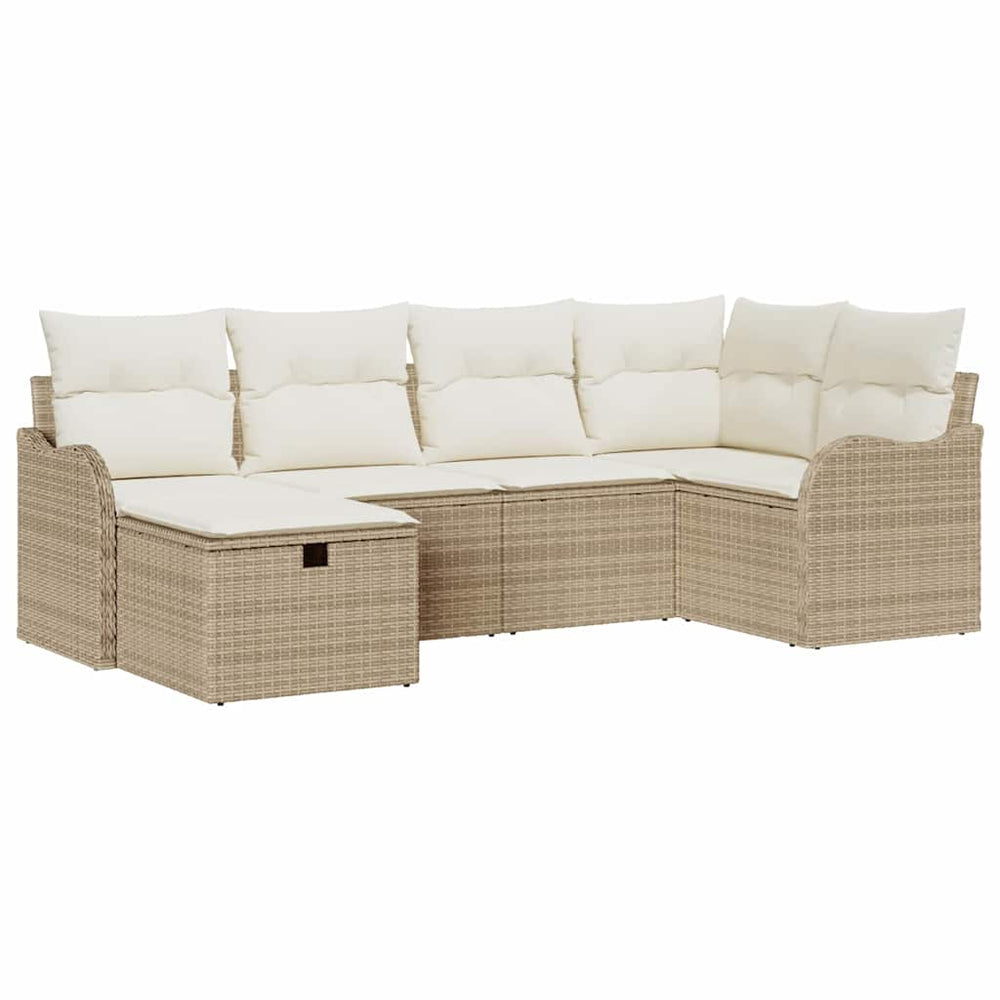 6 dalių sodo sofa komplektas su pagalvėmis smėlio poli ratanas - Namų Idėja