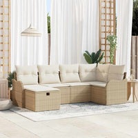 6 dalių sodo sofa komplektas su pagalvėmis smėlio poli ratanas - Namų Idėja
