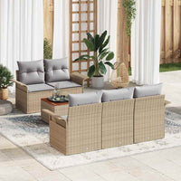 6 Dalių Sodo Sofa Komplektas Su Pagalvėmis Smėlis Poli Ratanas Akacija - Namų Idėja