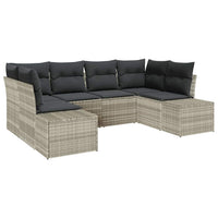6 dalių sodo sofa komplektas su pagalvėmis Šviesiai pilka Poli ratanas - Namų Idėja