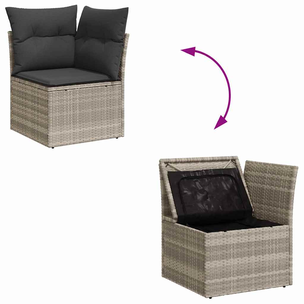 6 dalių sodo sofa komplektas su pagalvėmis Šviesiai pilka Poli ratanas - Namų Idėja