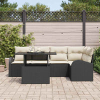 6 dalių sodo sofa rinkinys su pagalvėlėmis Juodas Poli ratanas - Namų Idėja