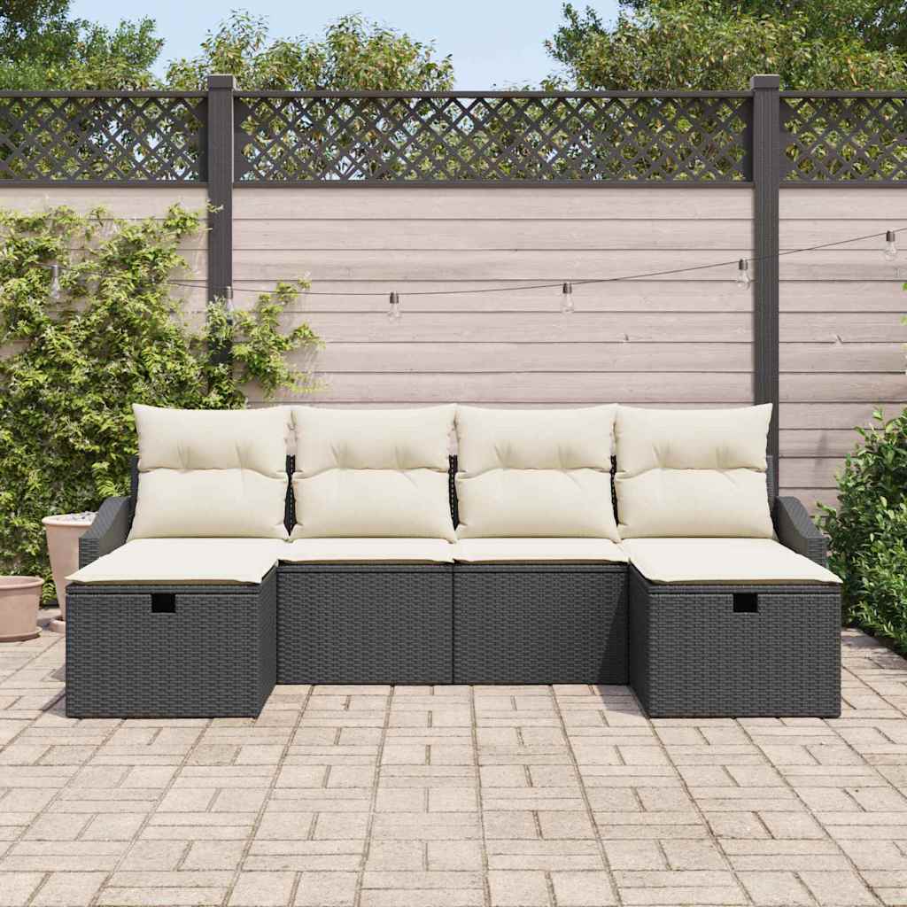 6 dalių sodo sofa rinkinys su pagalvėlėmis juodas poliratanas - Namų Idėja