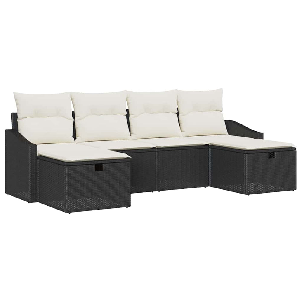 6 dalių sodo sofa rinkinys su pagalvėlėmis juodas poliratanas - Namų Idėja