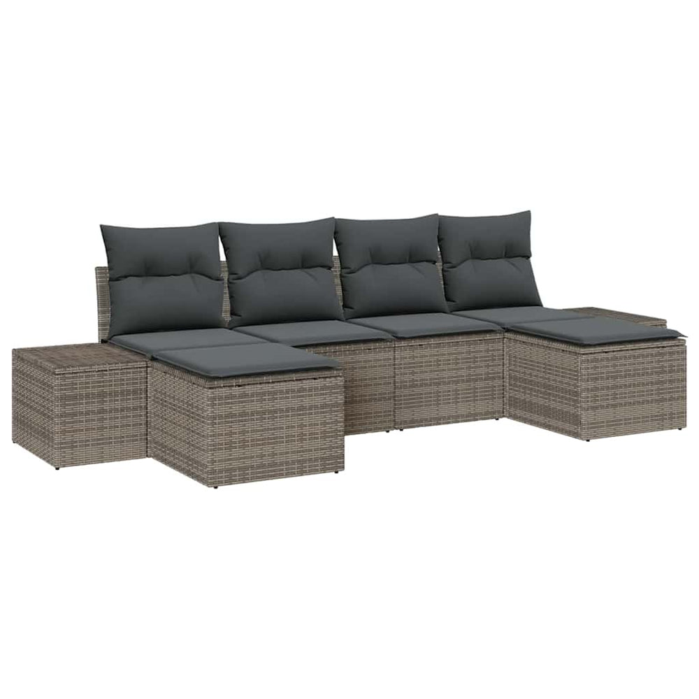 6 dalių sodo sofa rinkinys su pagalvėlėmis pilka poli ratanas - Namų Idėja