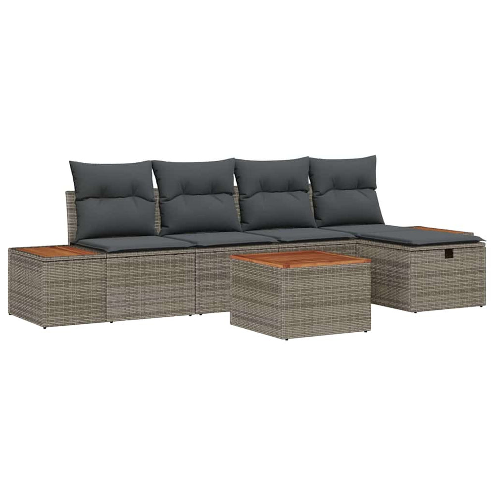 6 dalių sodo sofa rinkinys su pagalvėlėmis pilkas poli ratanas - Namų Idėja