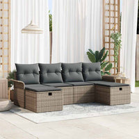 6 dalių sodo sofa rinkinys su pagalvėlėmis pilko poli ratano - Namų Idėja