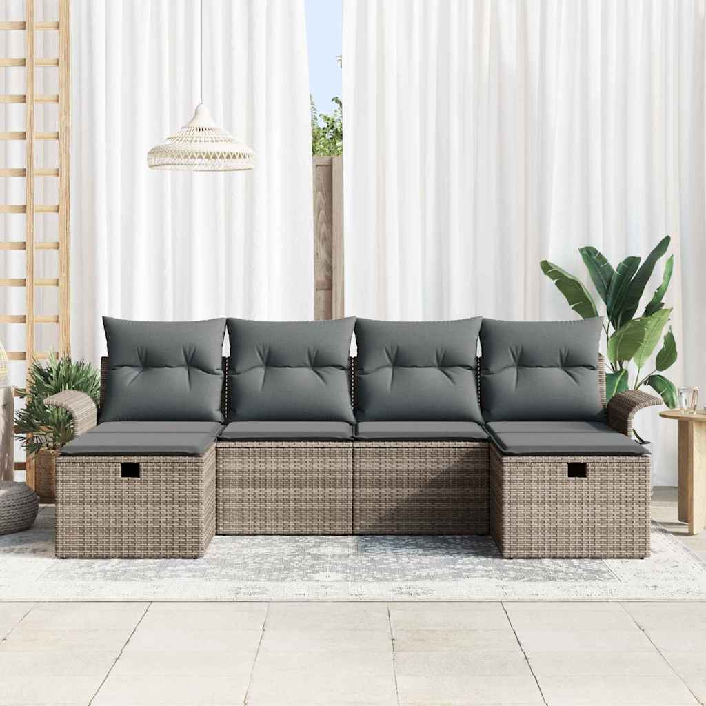 6 dalių sodo sofa rinkinys su pagalvėlėmis pilko poli ratano - Namų Idėja